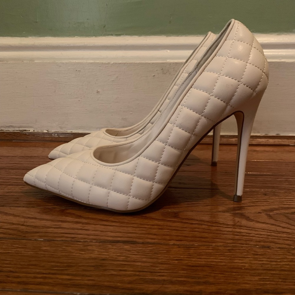 White quilted heels